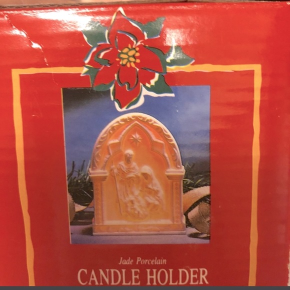 New Jade porcelain Candle Holder Christmas Nativity - Picture 1 of 3